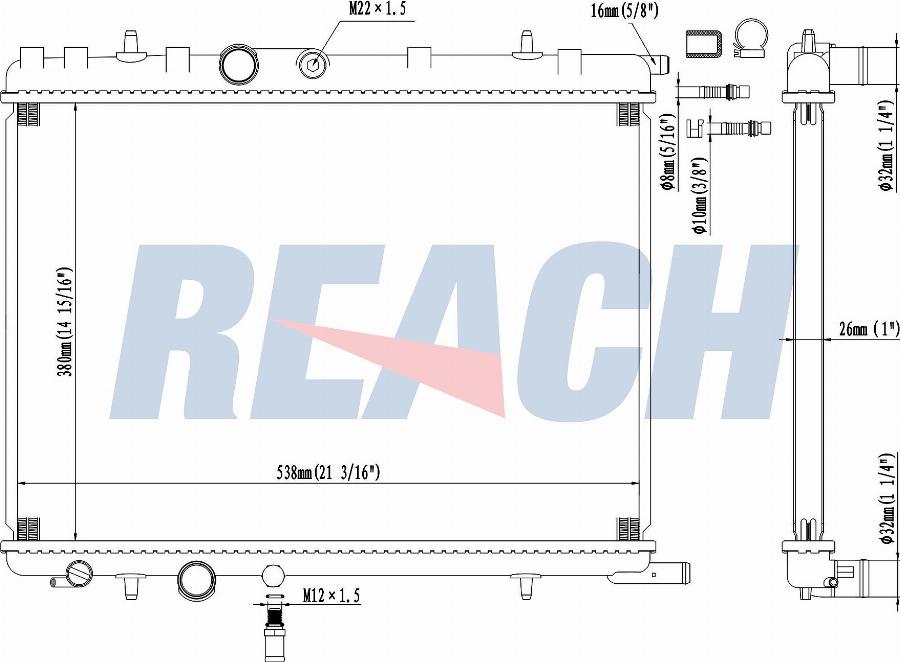 REACH 1.40.20985.126 - Radiateur, refroidissement du moteur cwaw.fr