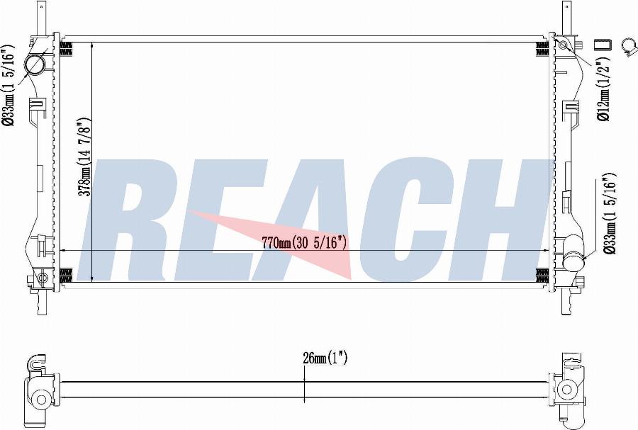 REACH 1.40.20418.126 - Radiateur, refroidissement du moteur cwaw.fr