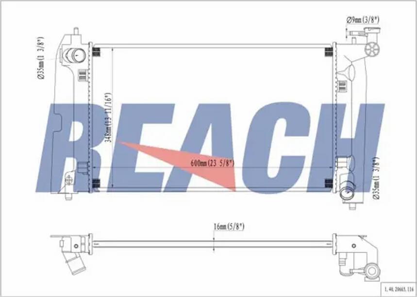 REACH 1.40.20665.116 - Radiateur, refroidissement du moteur cwaw.fr