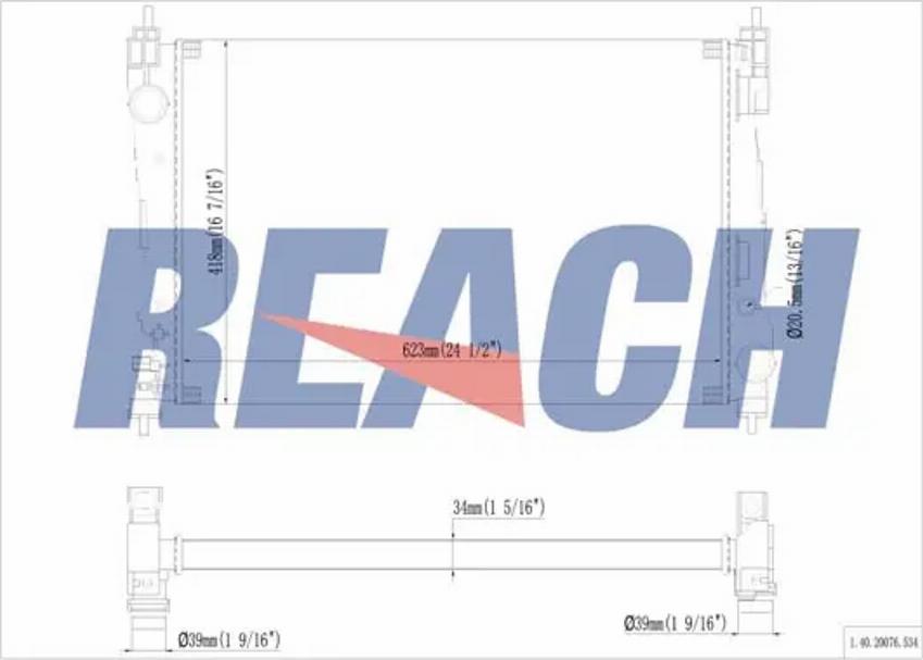 REACH 1.40.20076.534 - Radiateur, refroidissement du moteur cwaw.fr