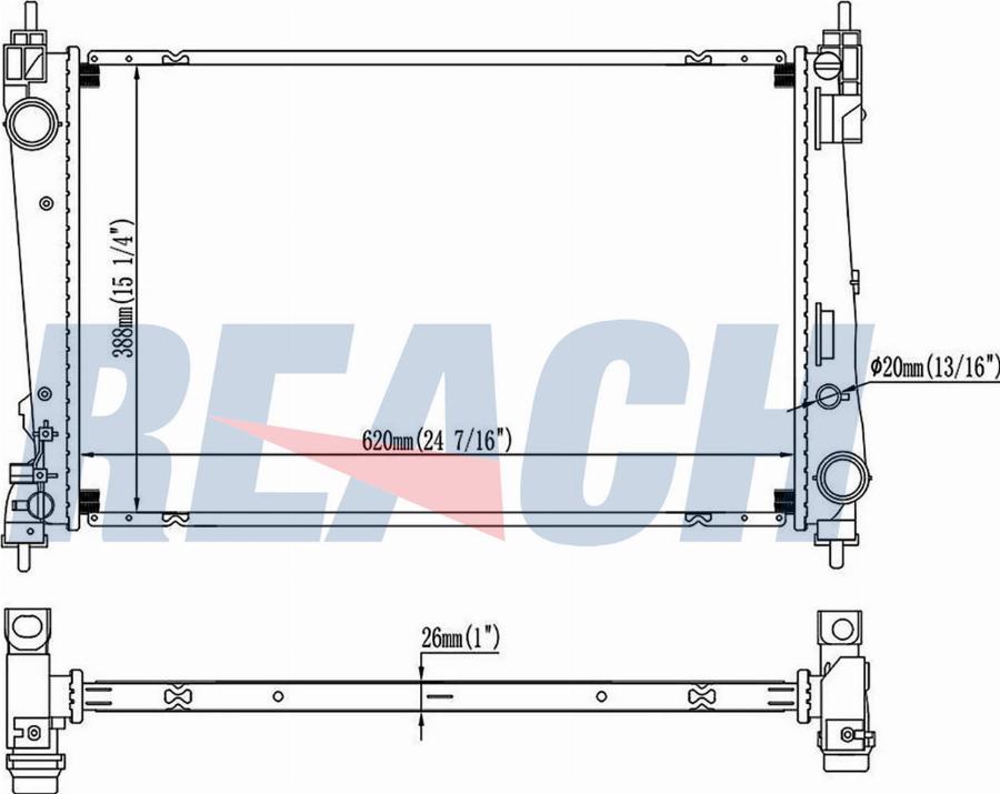 REACH 1.40.20076.126 - Radiateur, refroidissement du moteur cwaw.fr