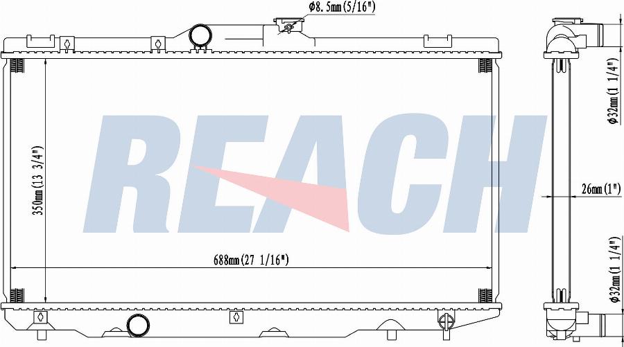 REACH 1.40.20874.126 - Radiateur, refroidissement du moteur cwaw.fr