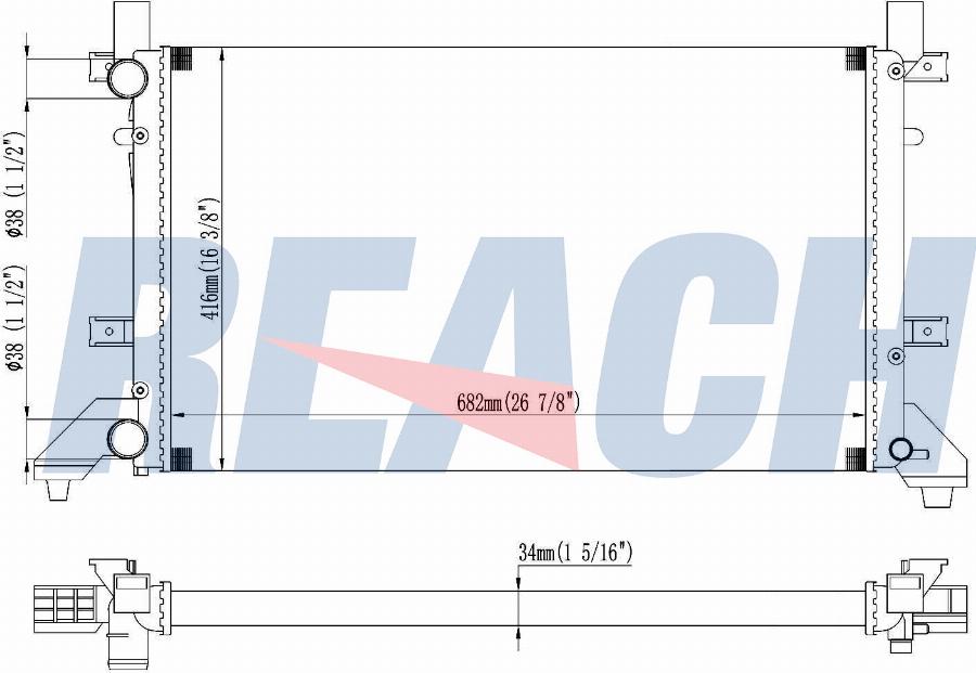 REACH 1.40.20798.534 - Radiateur, refroidissement du moteur cwaw.fr