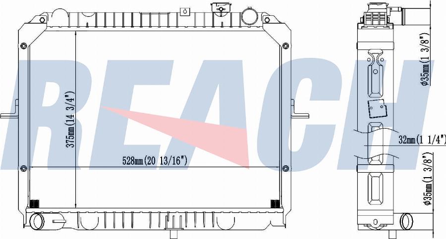 REACH 1.40.21466.132 - Radiateur, refroidissement du moteur cwaw.fr