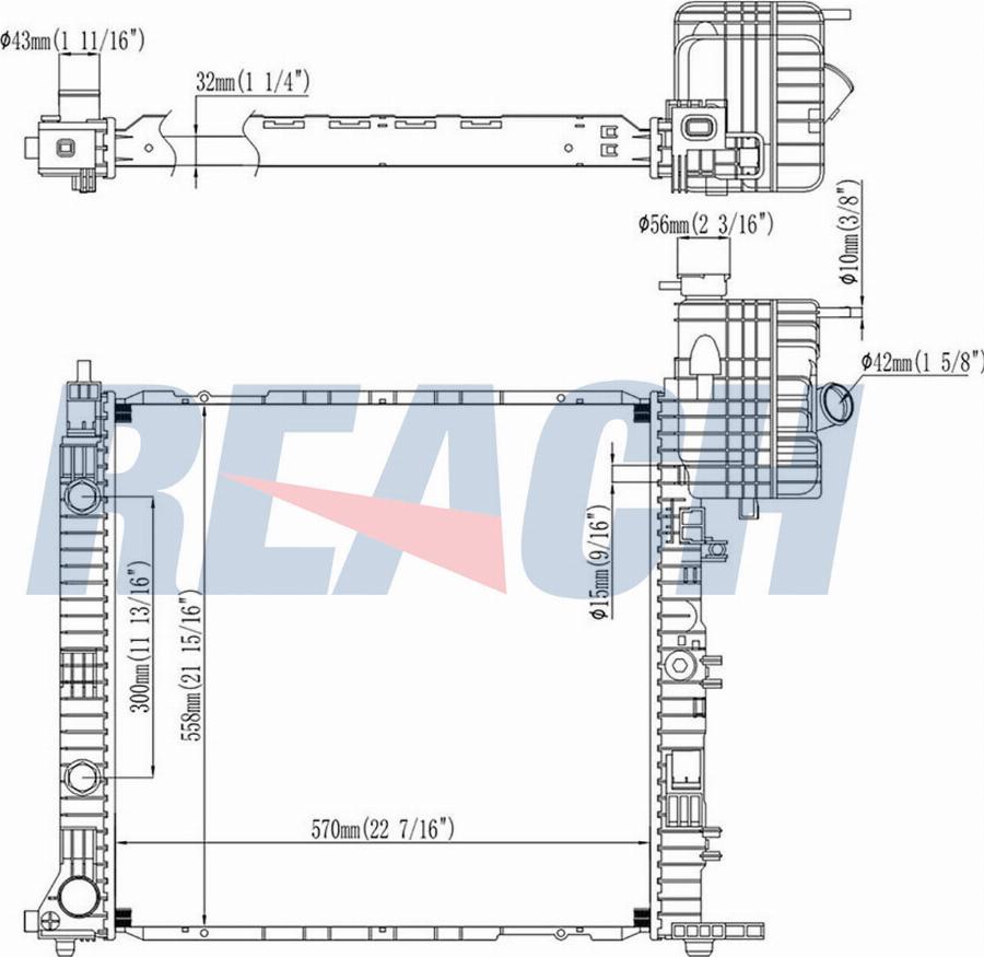 REACH 1.40.21555.132 - Radiateur, refroidissement du moteur cwaw.fr