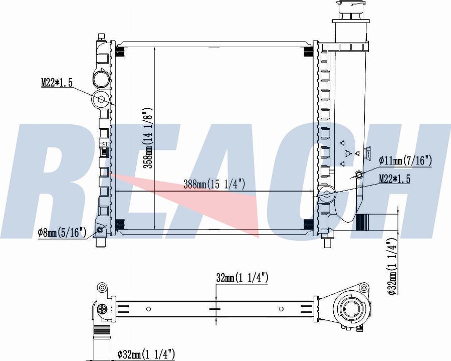 REACH 1.40.21696.132 - Radiateur, refroidissement du moteur cwaw.fr