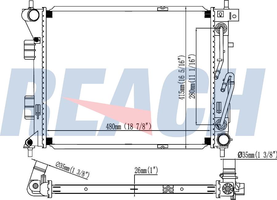 REACH 1.40.21621.126 - Radiateur, refroidissement du moteur cwaw.fr