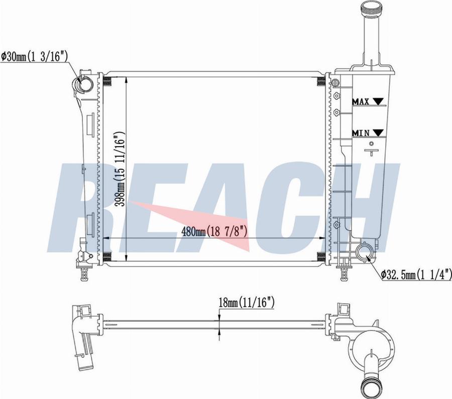 REACH 1.40.21147.118 - Radiateur, refroidissement du moteur cwaw.fr