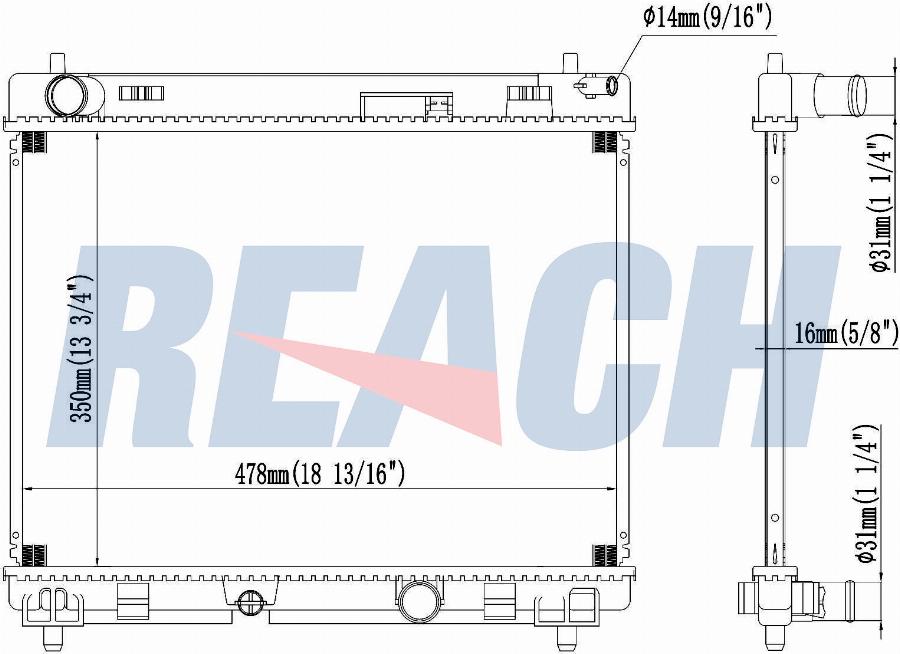 REACH 1.40.21884.116 - Radiateur, refroidissement du moteur cwaw.fr