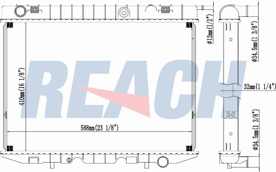 REACH 1.40.21750.132 - Radiateur, refroidissement du moteur cwaw.fr