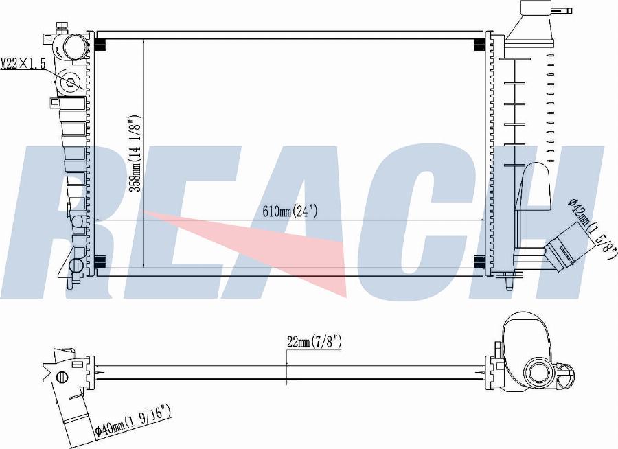 REACH 1.40.22460.122 - Radiateur, refroidissement du moteur cwaw.fr