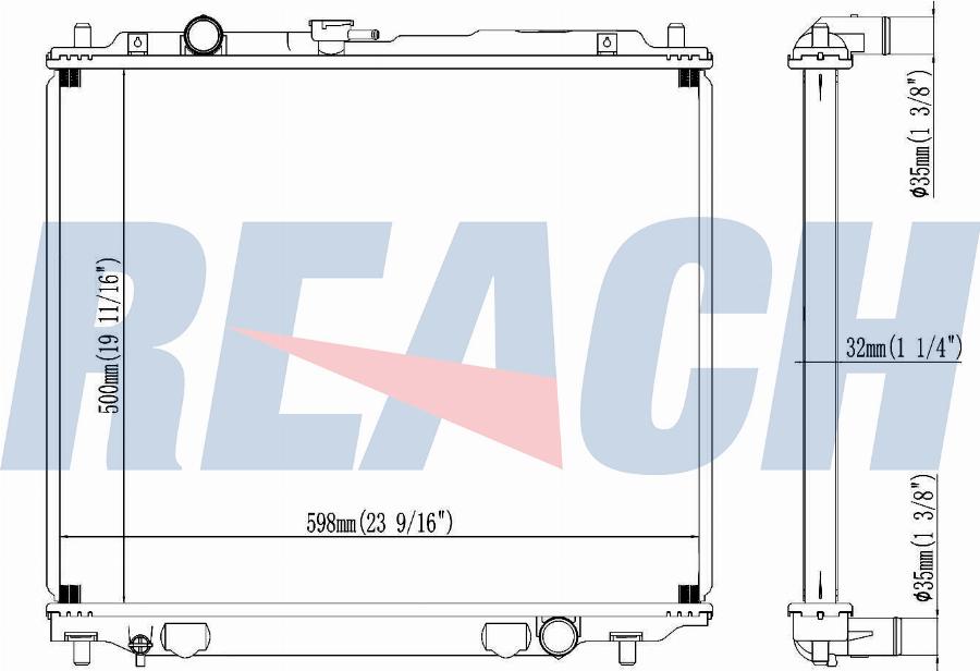 REACH 1.40.22656.132 - Radiateur, refroidissement du moteur cwaw.fr