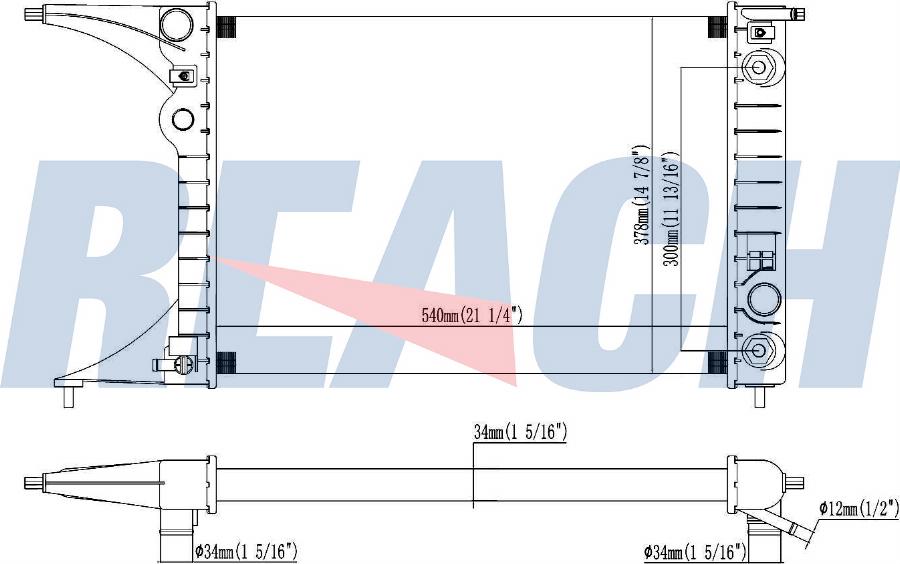 REACH 1.40.22045.534 - Radiateur, refroidissement du moteur cwaw.fr