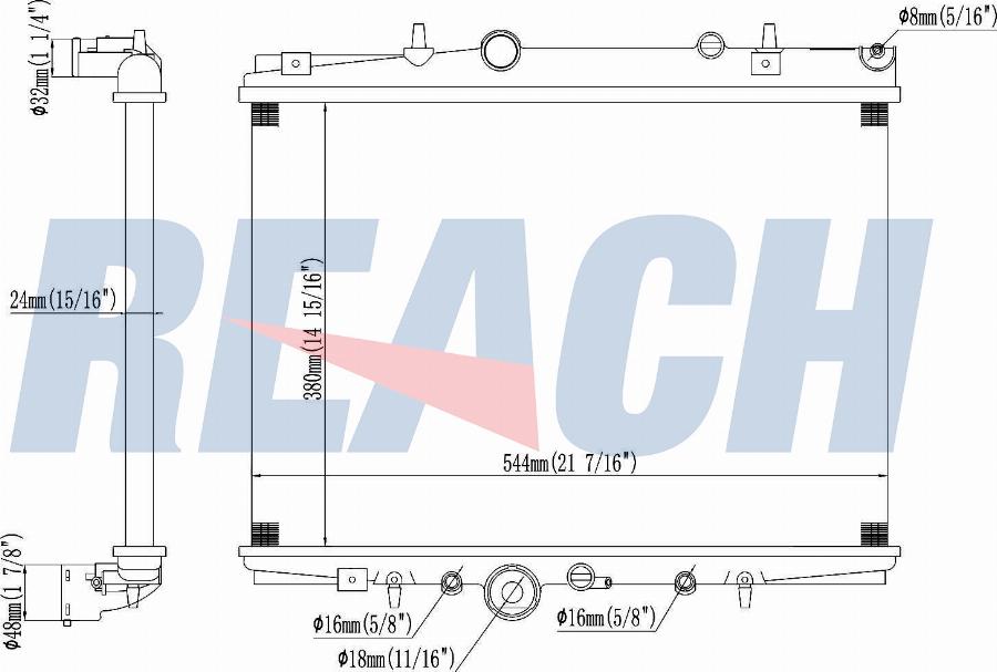 REACH 1.40.22057.523 - Radiateur, refroidissement du moteur cwaw.fr