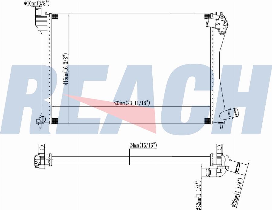 REACH 1.40.22017.523 - Radiateur, refroidissement du moteur cwaw.fr