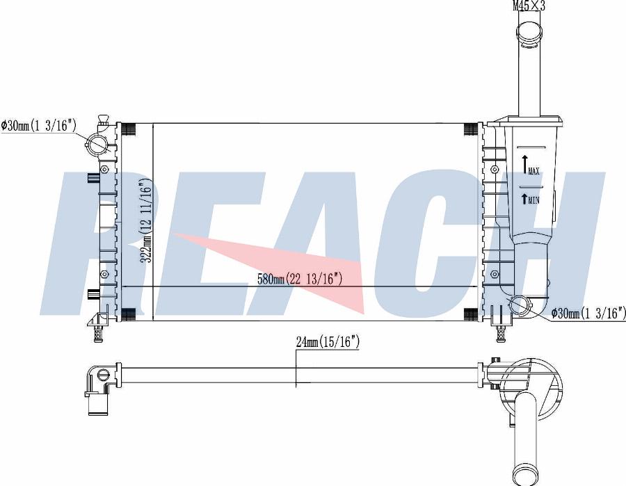 REACH 1.40.22031.523 - Radiateur, refroidissement du moteur cwaw.fr