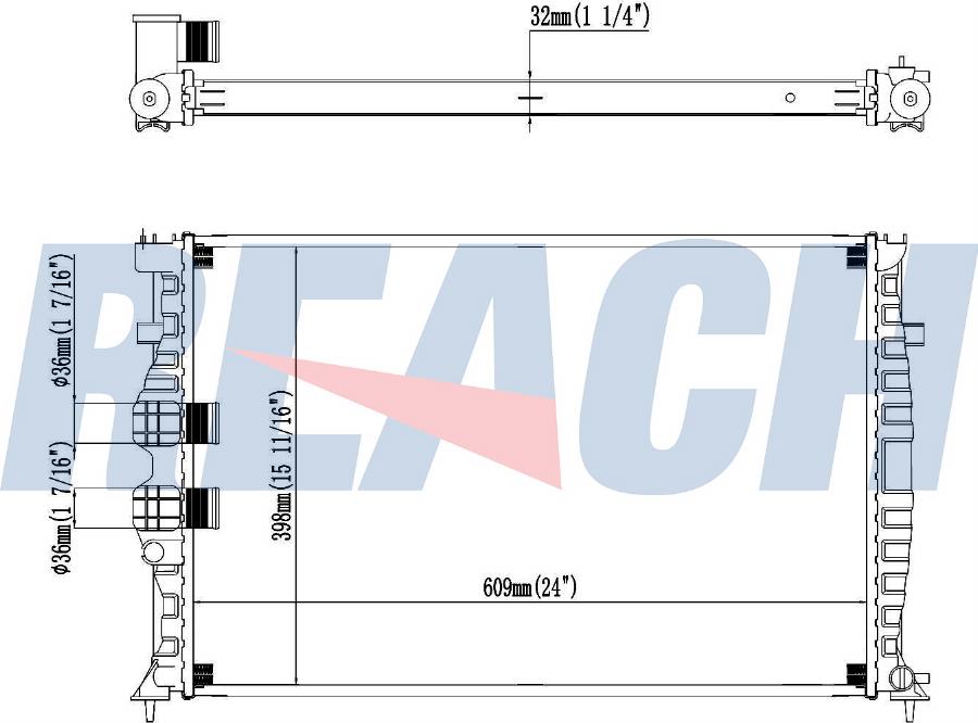 REACH 1.40.22021.132 - Radiateur, refroidissement du moteur cwaw.fr