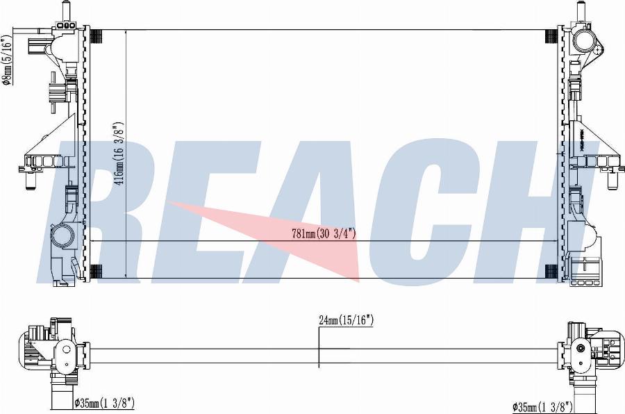 REACH 1.40.22198.523 - Radiateur, refroidissement du moteur cwaw.fr