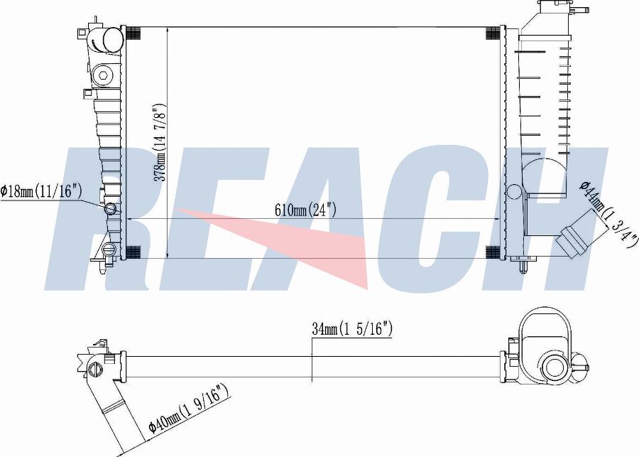 REACH 1.40.22154.534 - Radiateur, refroidissement du moteur cwaw.fr