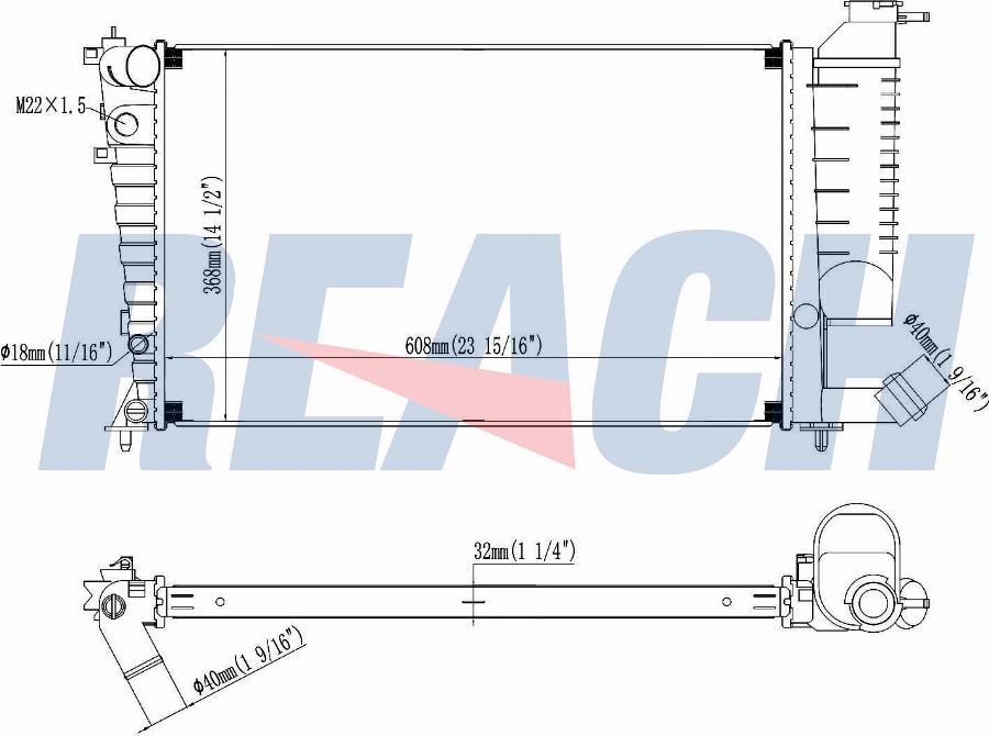 REACH 1.40.22154.132 - Radiateur, refroidissement du moteur cwaw.fr