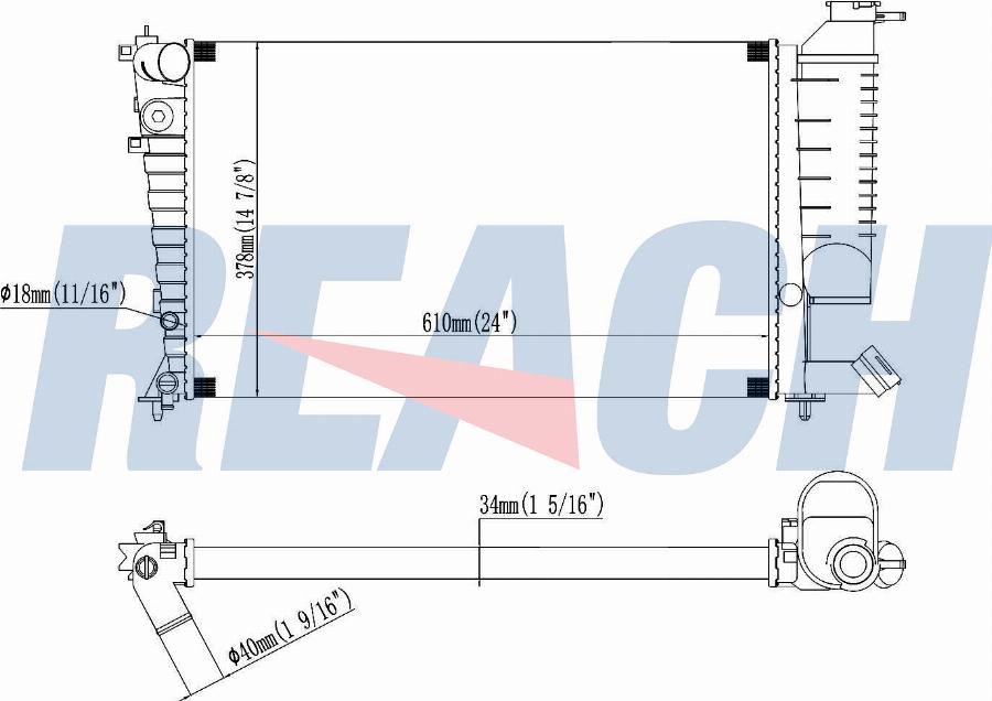 REACH 1.40.22155.534 - Radiateur, refroidissement du moteur cwaw.fr