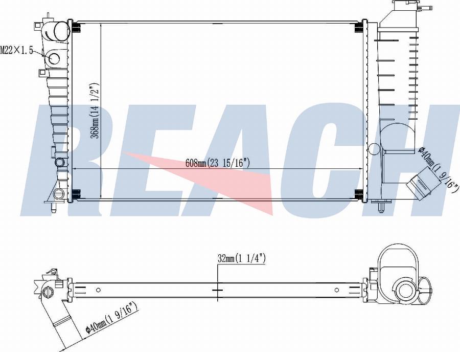 REACH 1.40.22155.132 - Radiateur, refroidissement du moteur cwaw.fr