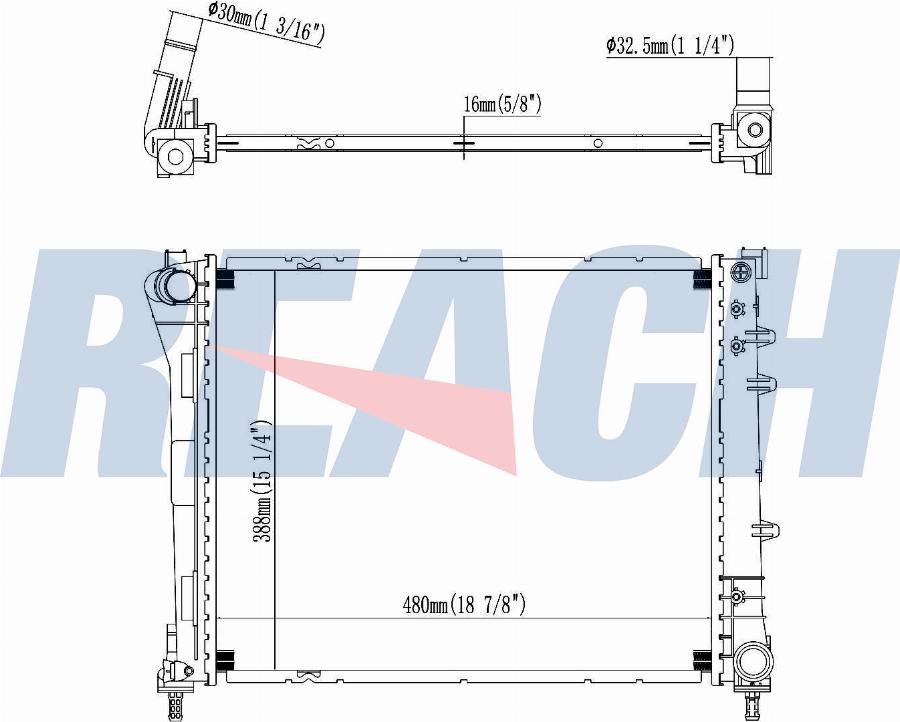 REACH 1.40.22105.116 - Radiateur, refroidissement du moteur cwaw.fr