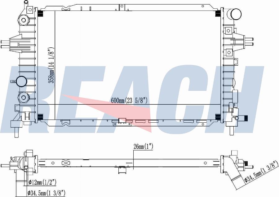 REACH 1.40.22126.126 - Radiateur, refroidissement du moteur cwaw.fr