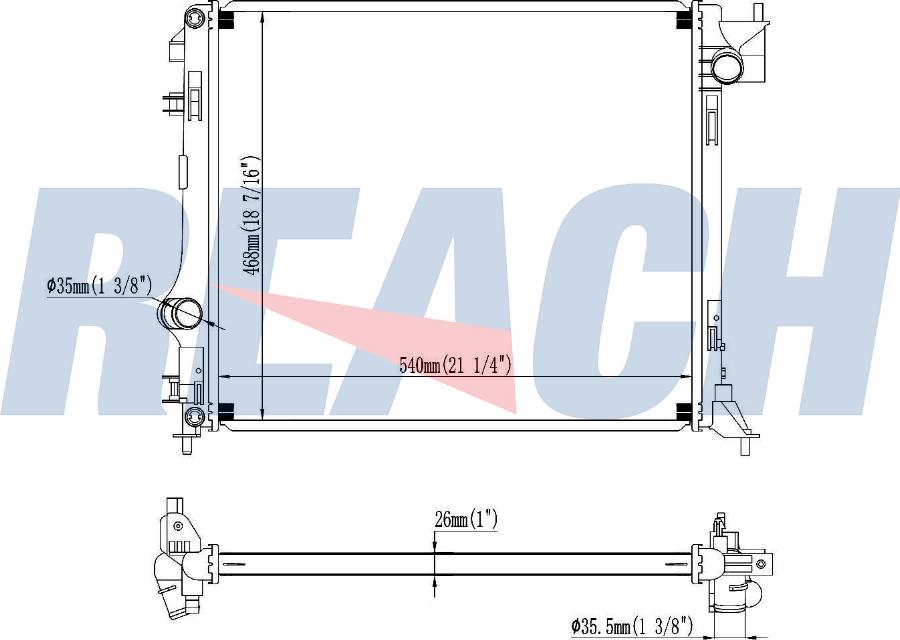 REACH 1.40.22863.116 - Radiateur, refroidissement du moteur cwaw.fr