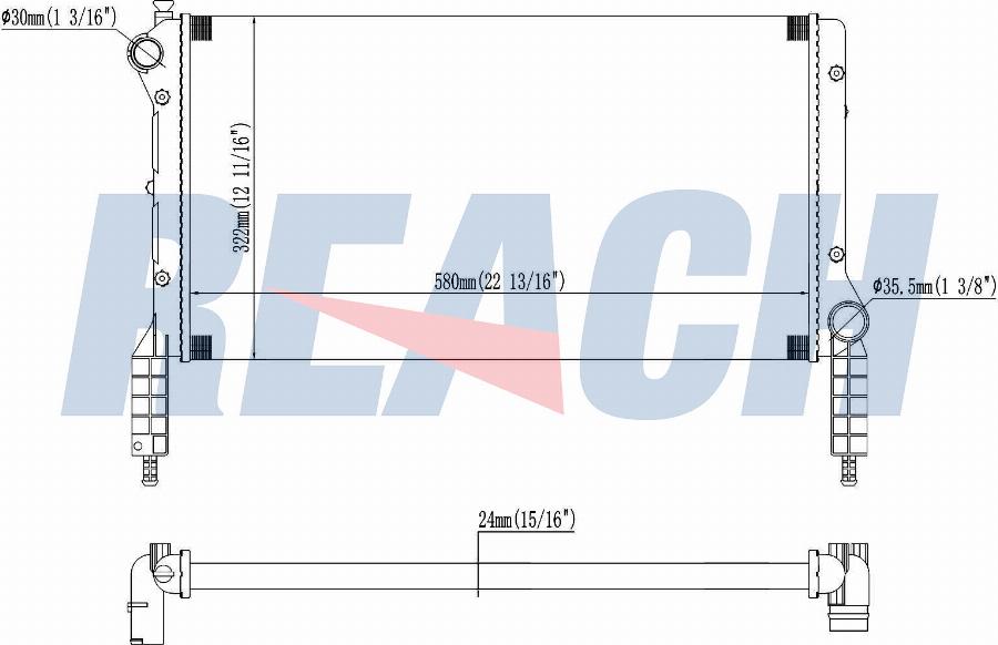 REACH 1.40.22380.523 - Radiateur, refroidissement du moteur cwaw.fr