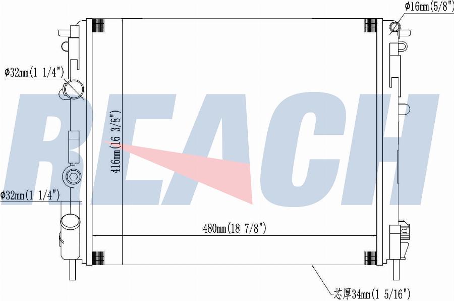 REACH 1.40.22272.534 - Radiateur, refroidissement du moteur cwaw.fr