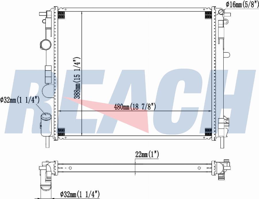 REACH 1.40.22272.122 - Radiateur, refroidissement du moteur cwaw.fr