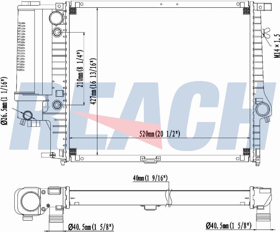 REACH 1.41.979.142 - Radiateur, refroidissement du moteur cwaw.fr