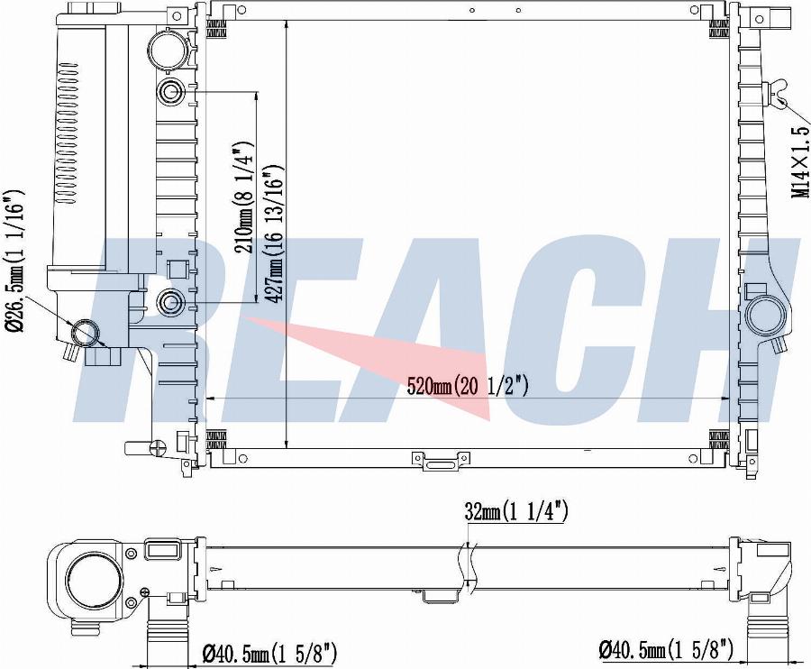 REACH 1.41.979.132 - Radiateur, refroidissement du moteur cwaw.fr