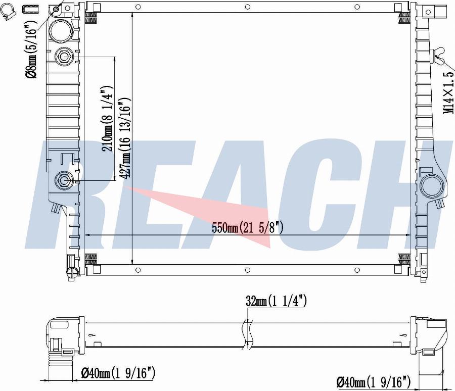 REACH 1.41.975.132 - Radiateur, refroidissement du moteur cwaw.fr