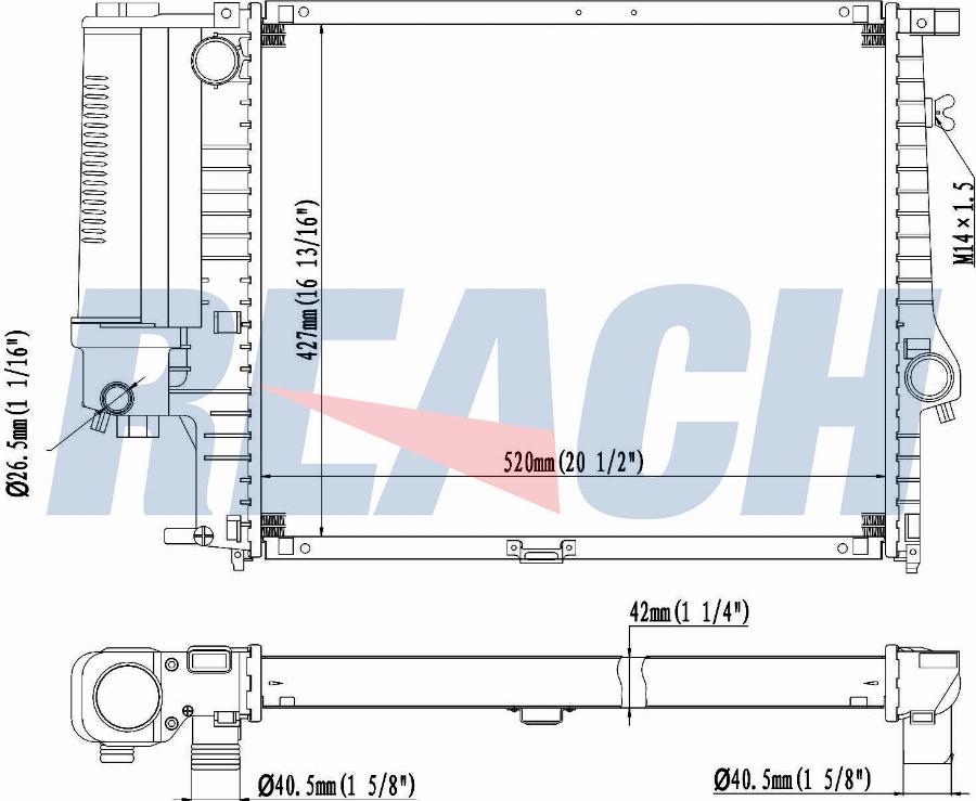 REACH 1.41.978.142 - Radiateur, refroidissement du moteur cwaw.fr