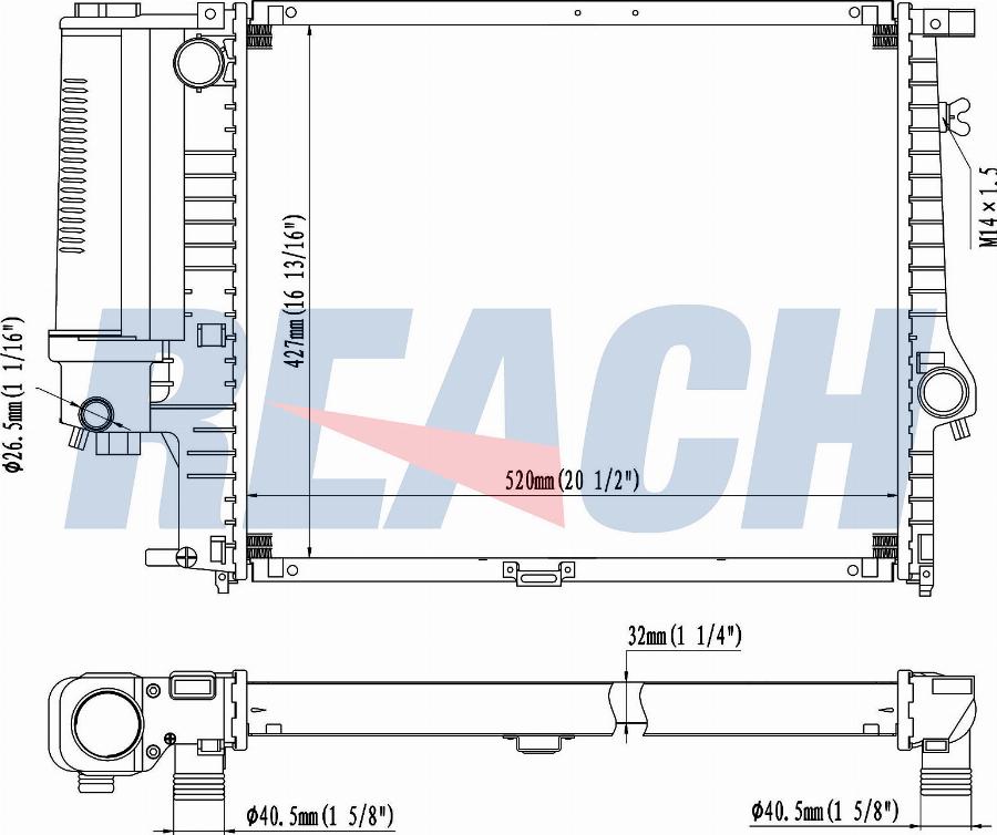 REACH 1.41.978.132 - Radiateur, refroidissement du moteur cwaw.fr