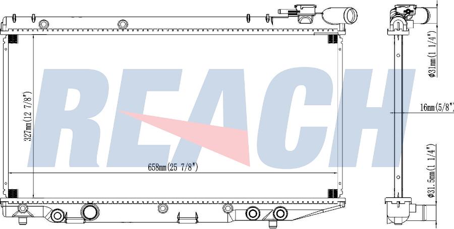 REACH 1.41.538.116 - Radiateur, refroidissement du moteur cwaw.fr