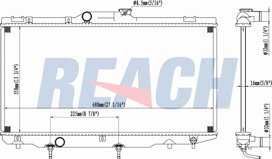 REACH 1.41.1409.116 - Radiateur, refroidissement du moteur cwaw.fr