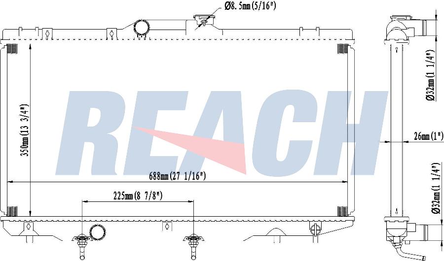 REACH 1.41.1409.126 - Radiateur, refroidissement du moteur cwaw.fr