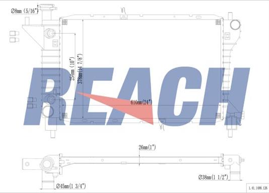 REACH 1.41.1488.126 - Radiateur, refroidissement du moteur cwaw.fr