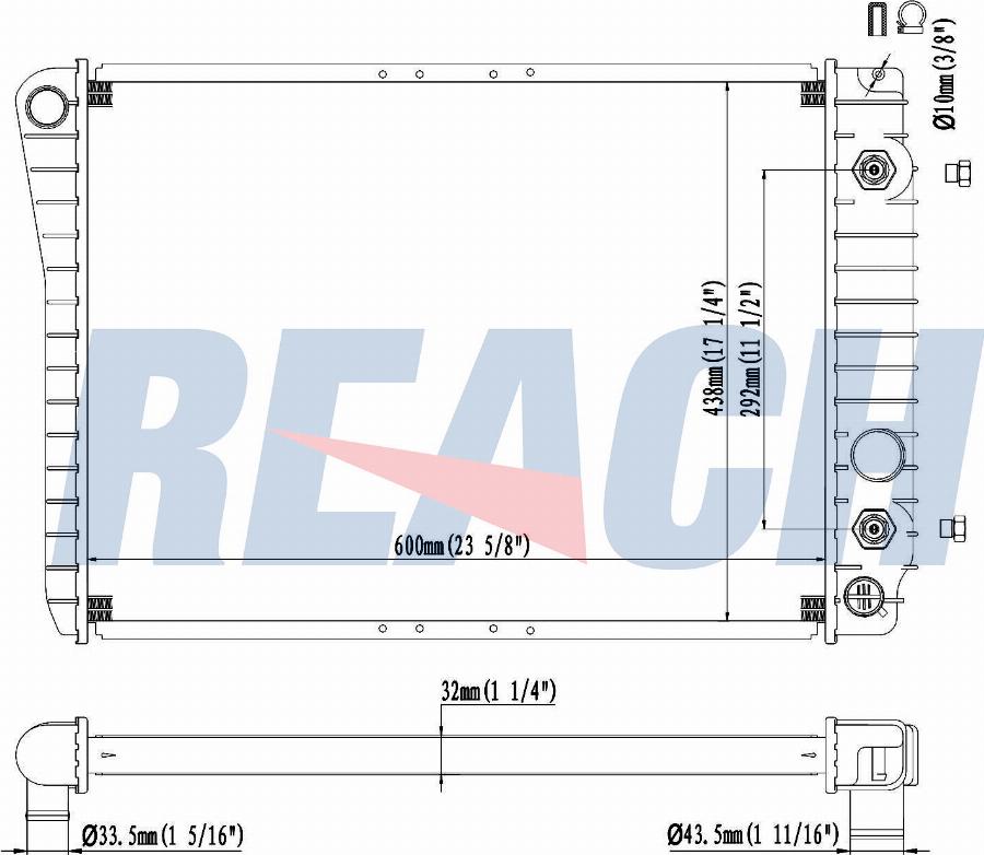 REACH 1.41.1052.132 - Radiateur, refroidissement du moteur cwaw.fr