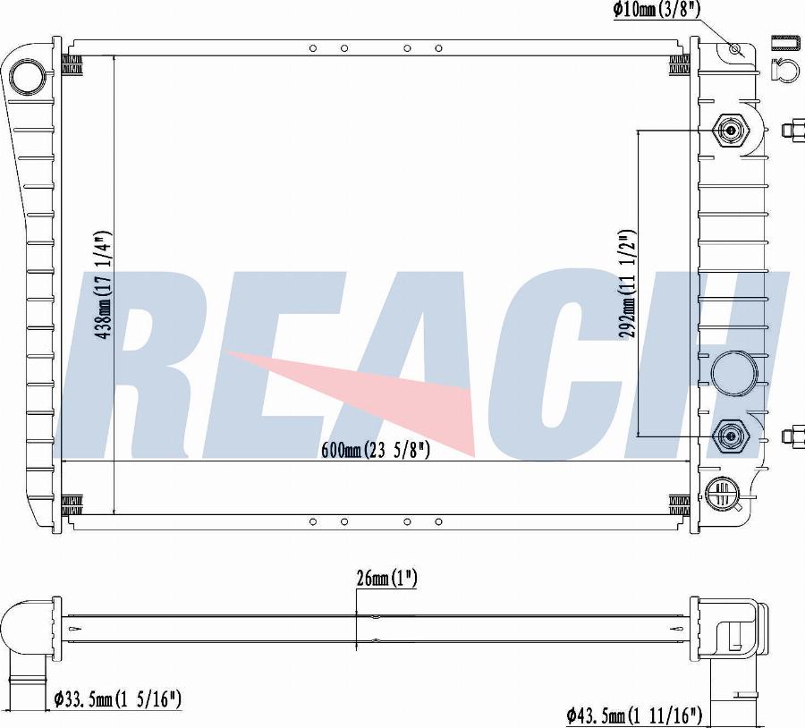 REACH 1.41.1052.126 - Radiateur, refroidissement du moteur cwaw.fr