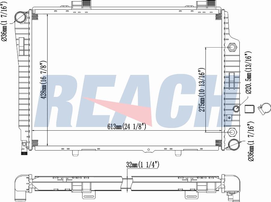 REACH 1.41.1844.132 - Radiateur, refroidissement du moteur cwaw.fr