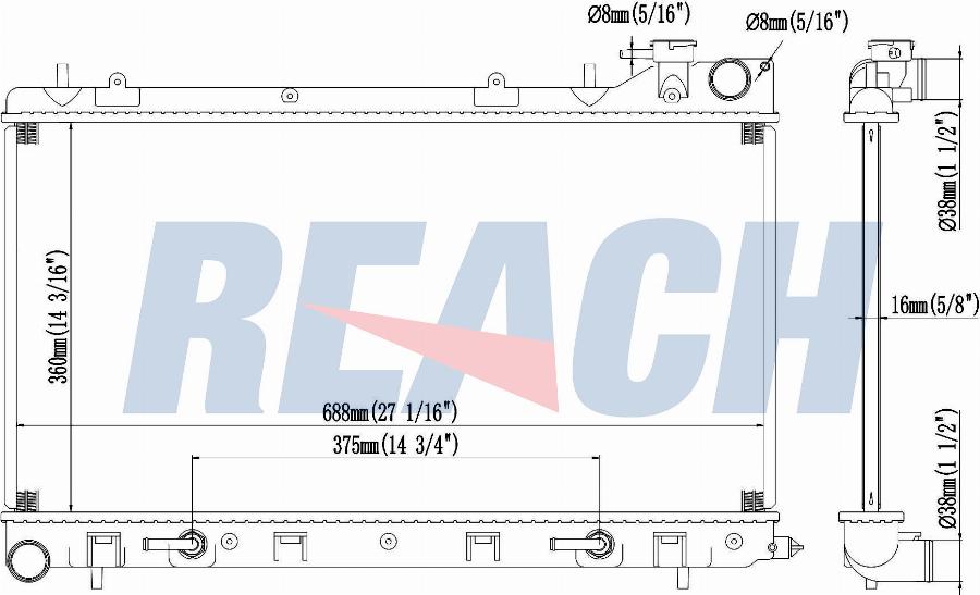 REACH 1.41.13026.116 - Radiateur, refroidissement du moteur cwaw.fr