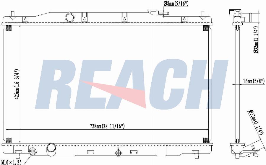 REACH 1.41.13314.116 - Radiateur, refroidissement du moteur cwaw.fr