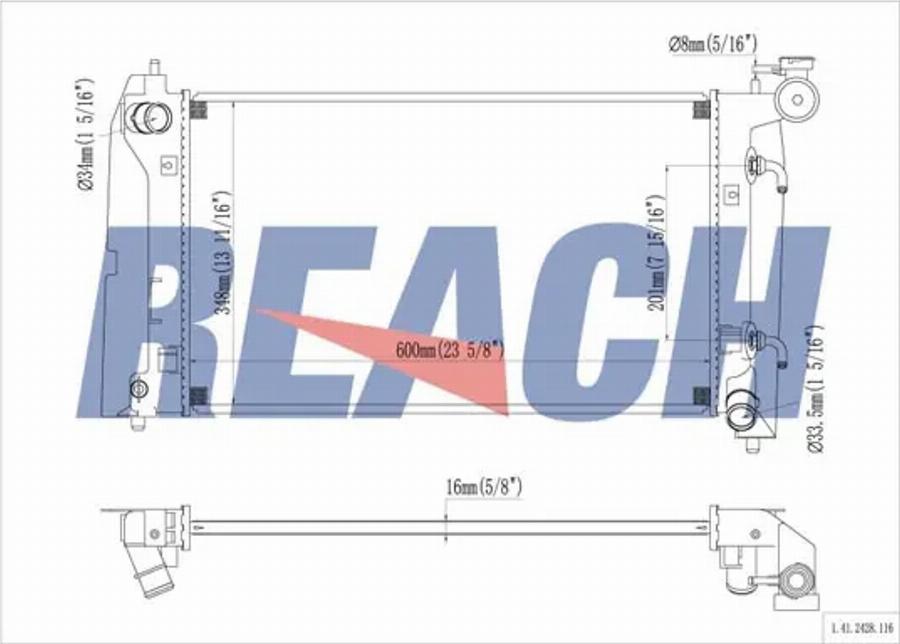 REACH 1.41.2428.116 - Radiateur, refroidissement du moteur cwaw.fr