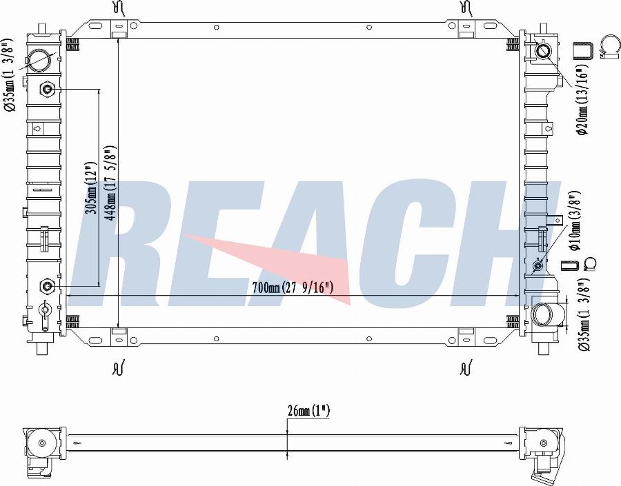 REACH 1.41.2306.126 - Radiateur, refroidissement du moteur cwaw.fr