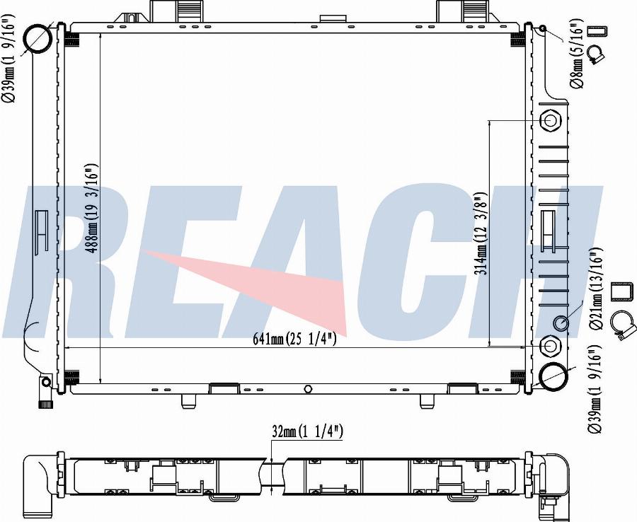 REACH 1.41.2290.132 - Radiateur, refroidissement du moteur cwaw.fr