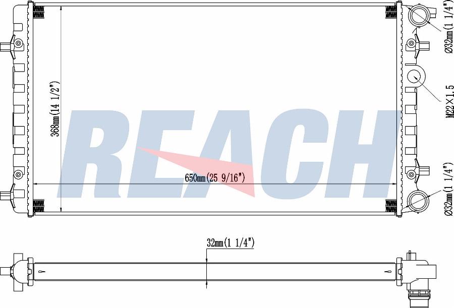 REACH 1.41.2241.132 - Radiateur, refroidissement du moteur cwaw.fr